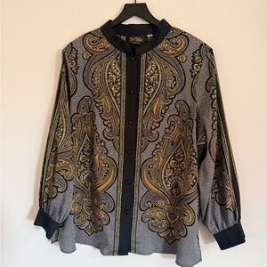 Bob Mackie Black, Purple, and Gold Blouse